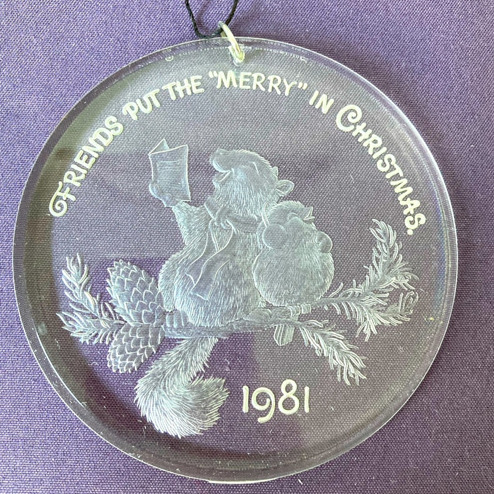 Hallmark 1981 Keepsake Christmas Acrylic Ornament "Christmas Friendship" Vintage